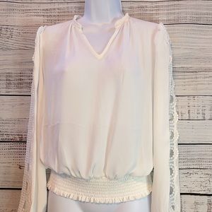 Elie Tahari Long Sleeve White Blouse Size Small
